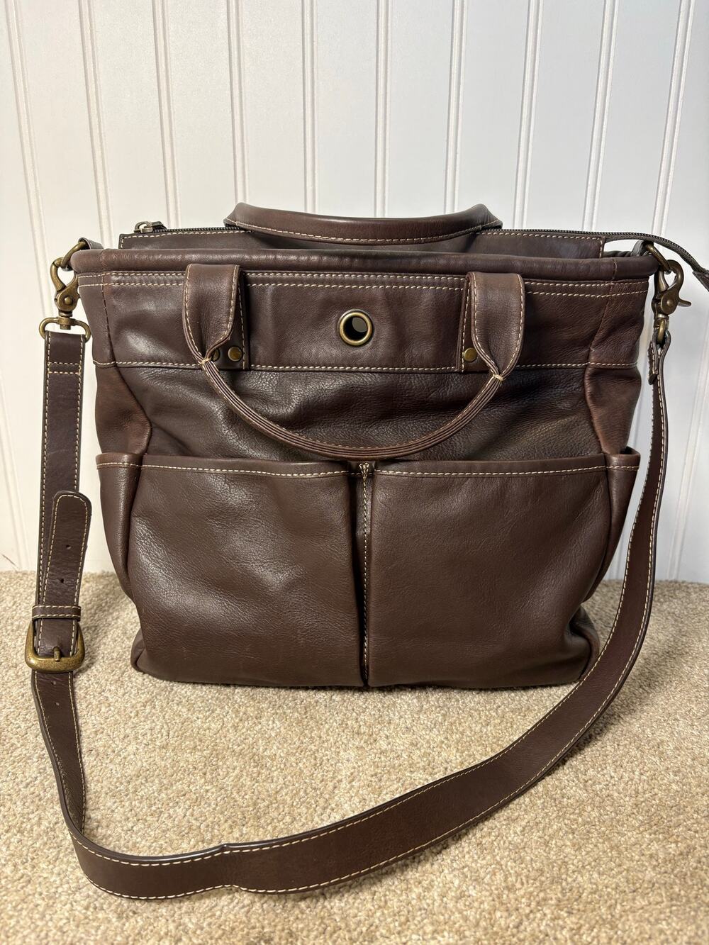 Vtg Levenger St Tropez Tote Bag - Dark Brown